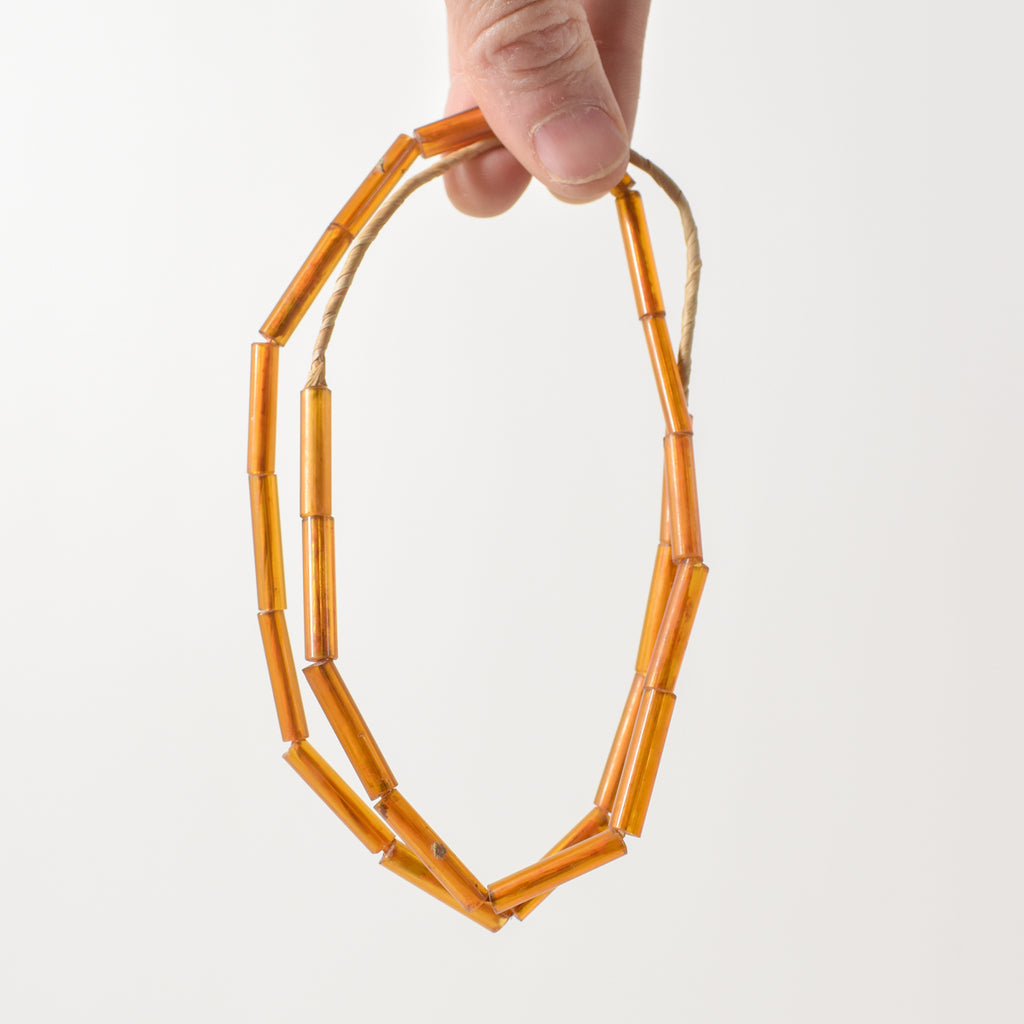 Rare Orange Translucent Bohemian Cylinder Trade Beads