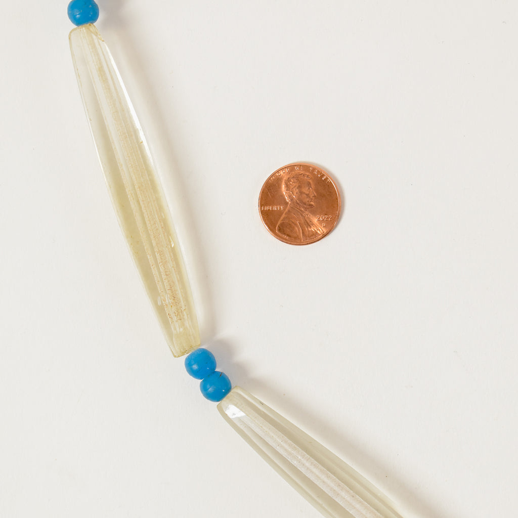 Translucent White Faceted Bohemian Trade Beads 35 Inch