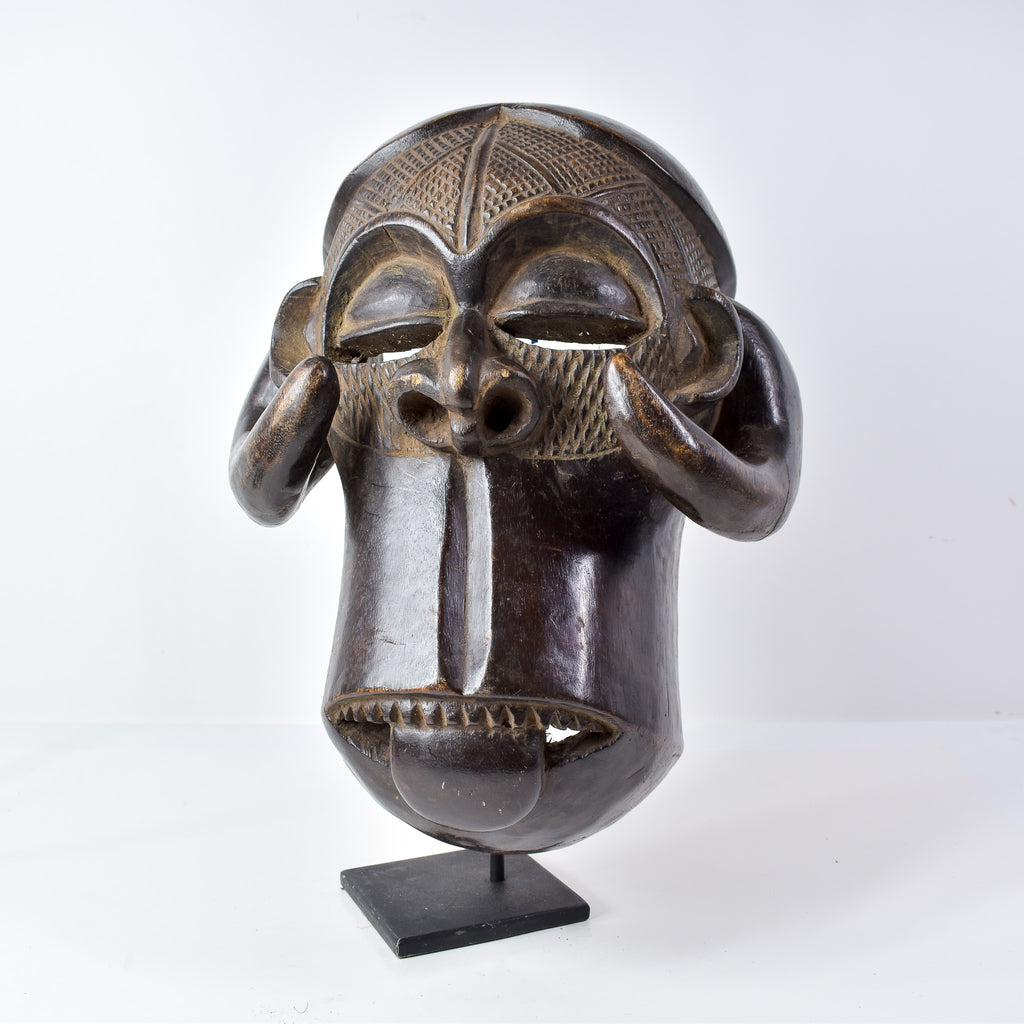 Luba Wood Mask with Horns Congo