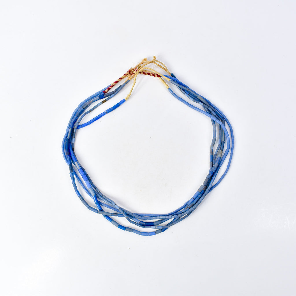 5 Strands Bida Glass Blue Trade Beads Nigeria