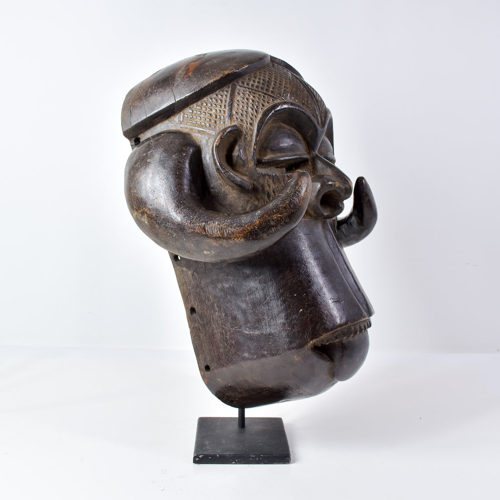 Luba Wood Mask with Horns Congo