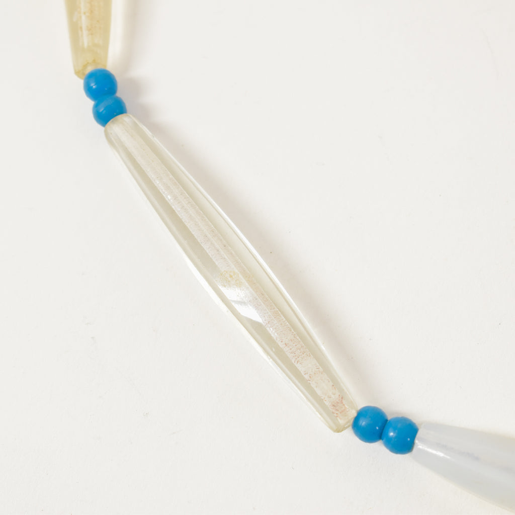 Translucent White Faceted Bohemian Trade Beads 35 Inch