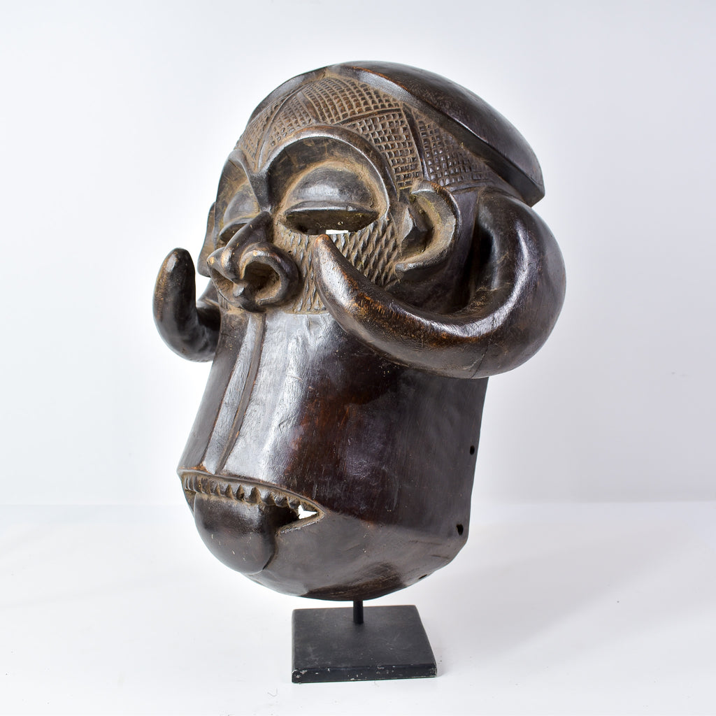 Luba Wood Mask with Horns Congo