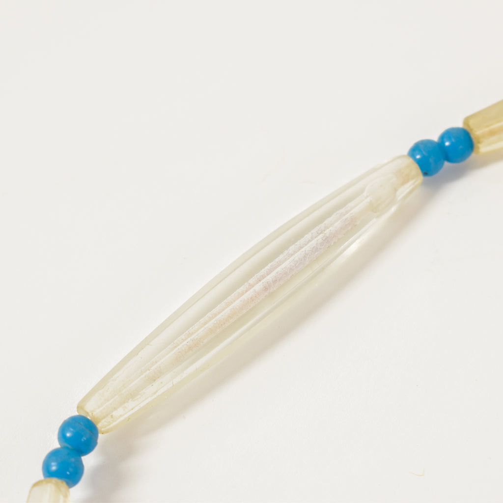 Translucent White Faceted Bohemian Trade Beads 35 Inch