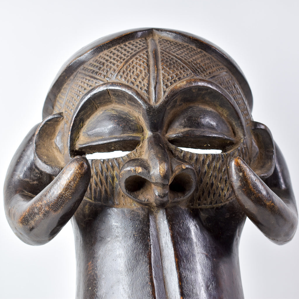 Luba Wood Mask with Horns Congo
