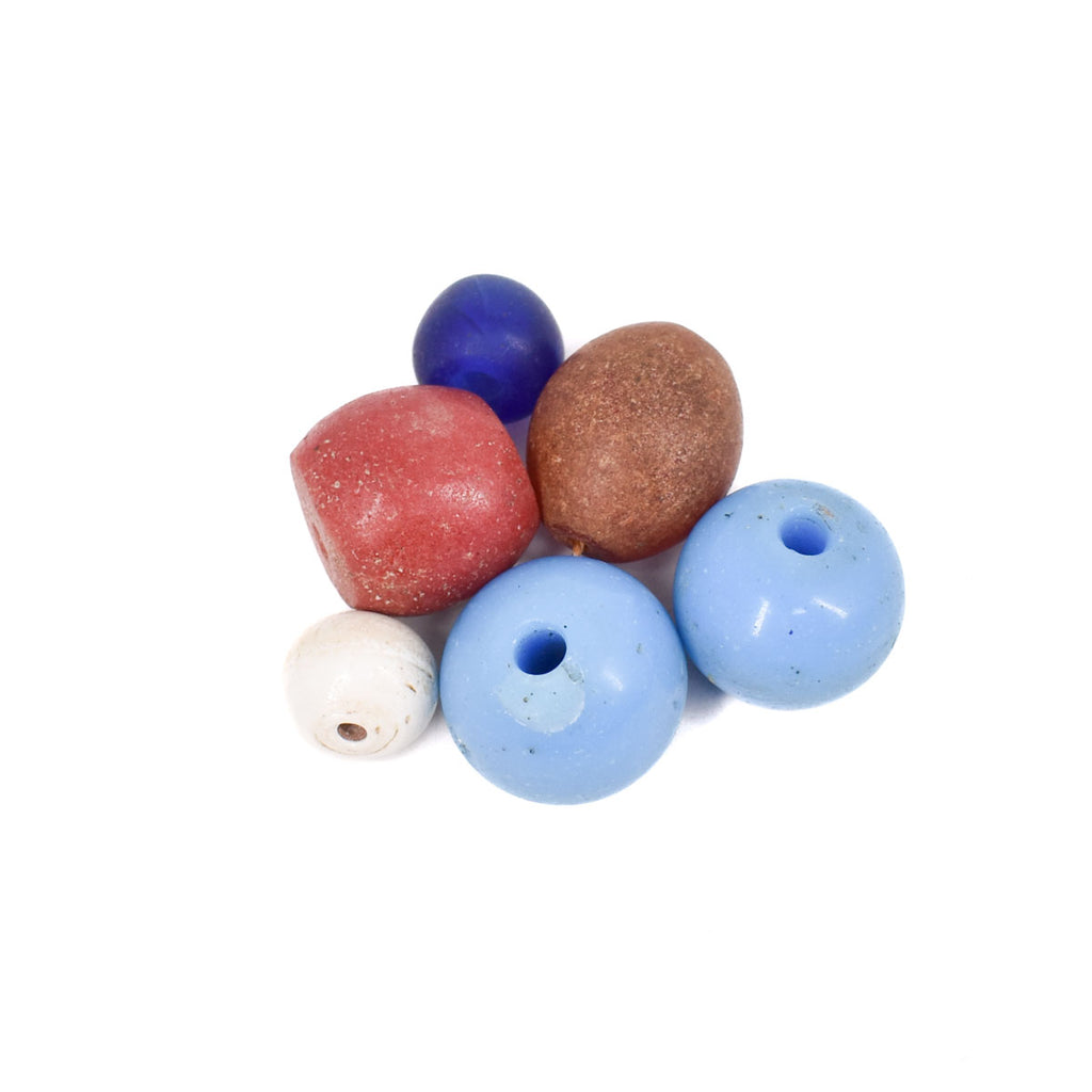 6 Old Multicolor Bohemian Trade Beads