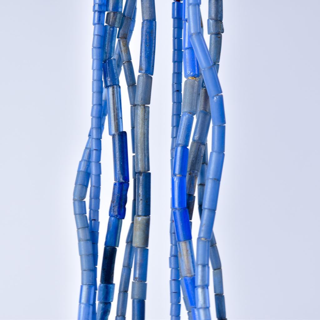 5 Strands Bida Glass Blue Trade Beads Nigeria