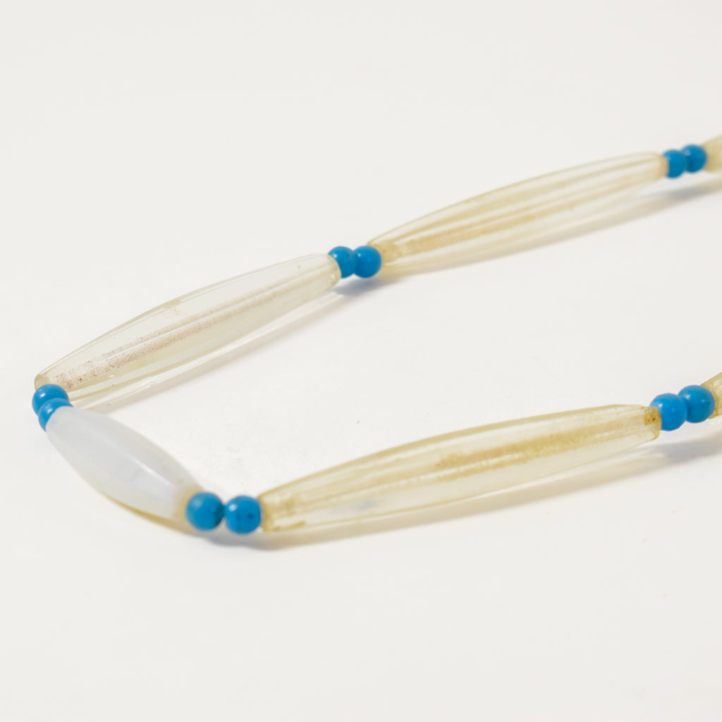 Translucent White Faceted Bohemian Trade Beads 35 Inch