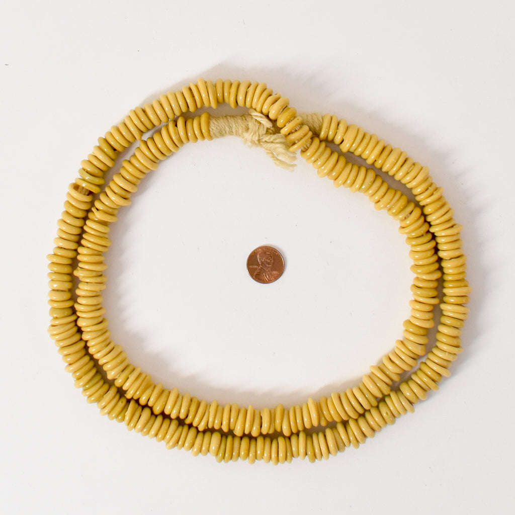 Italian Glass Rings Trade Beads Ochre 41 Inch