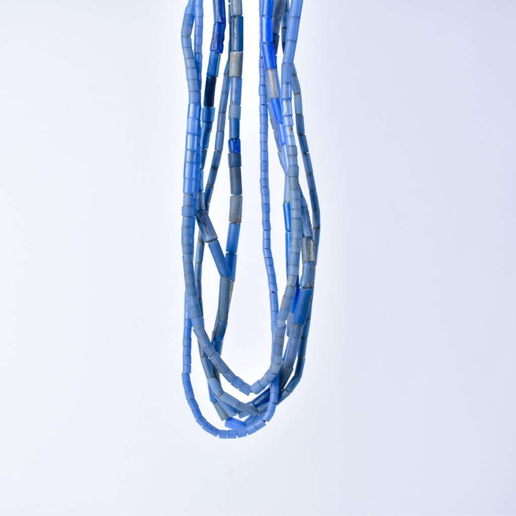 5 Strands Bida Glass Blue Trade Beads Nigeria