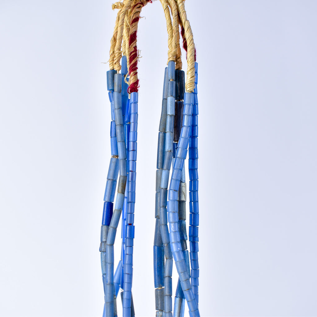5 Strands Bida Glass Blue Trade Beads Nigeria