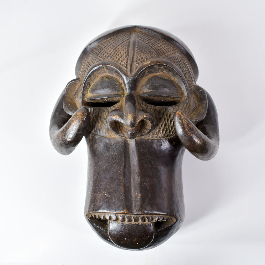 Luba Wood Mask with Horns Congo