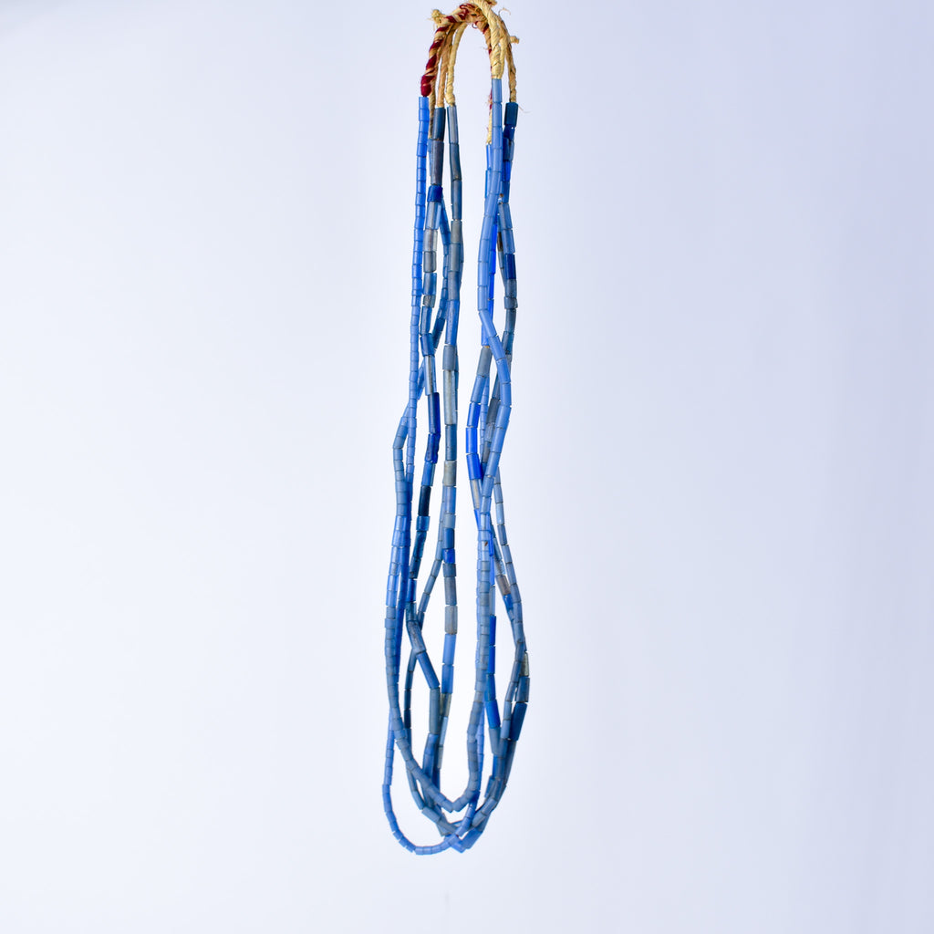 5 Strands Bida Glass Blue Trade Beads Nigeria