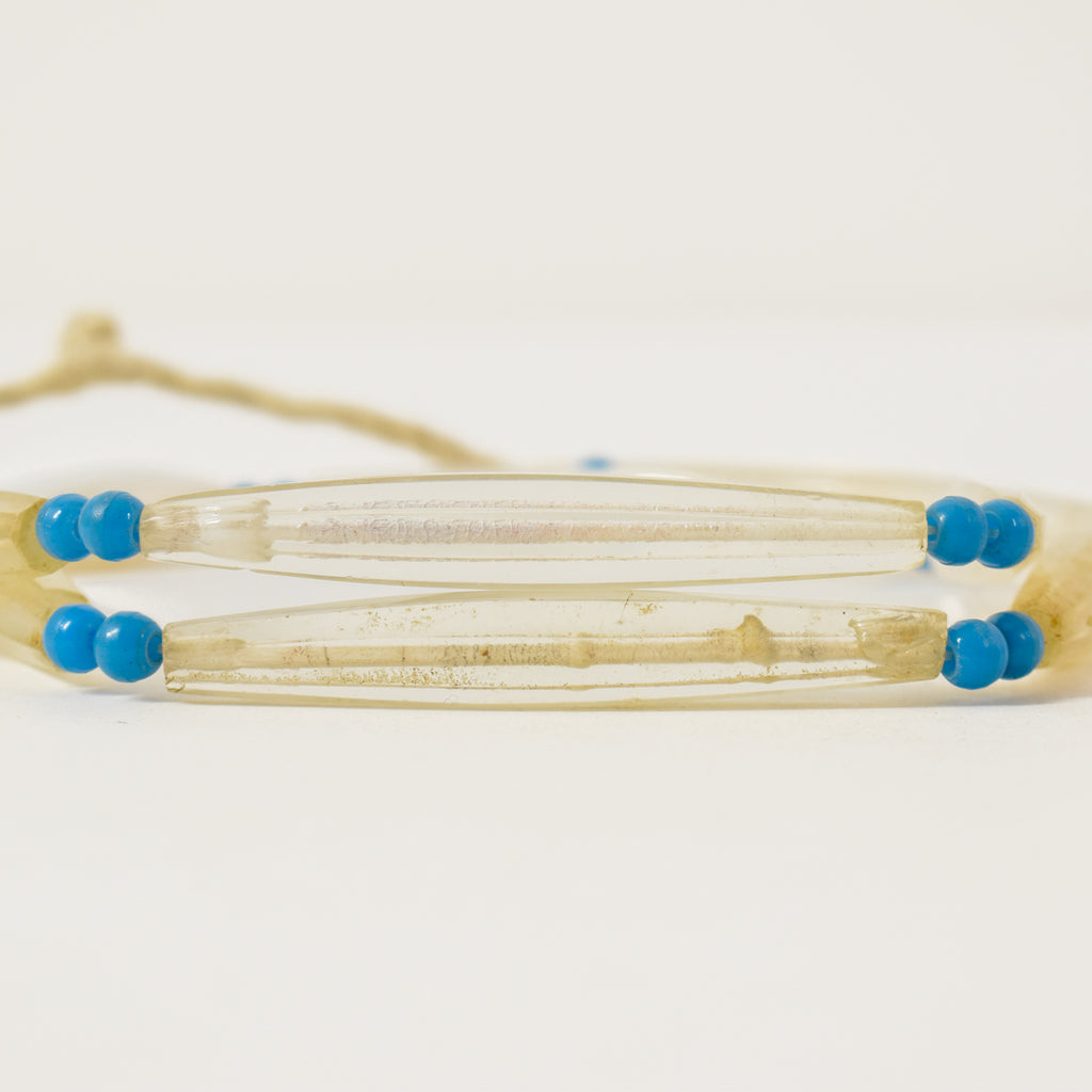 Translucent White Faceted Bohemian Trade Beads 35 Inch