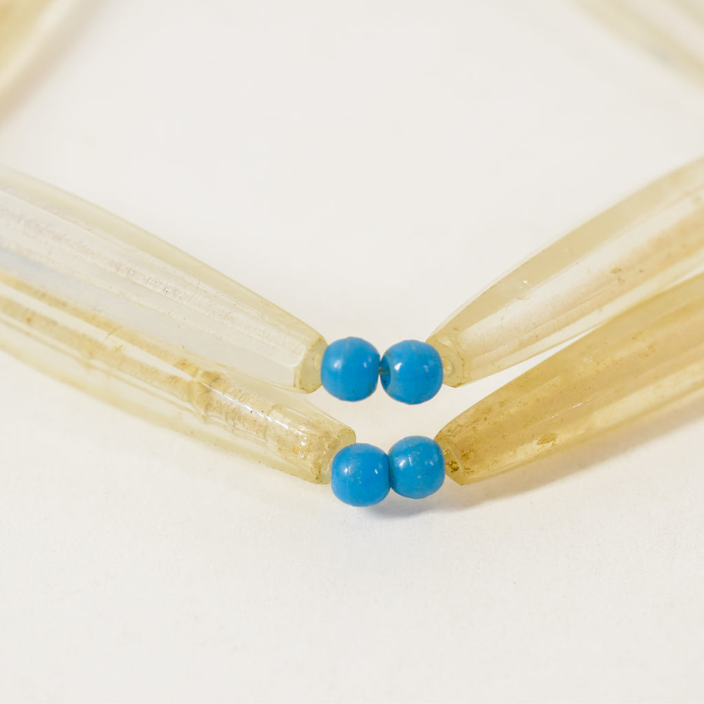 Translucent White Faceted Bohemian Trade Beads 35 Inch