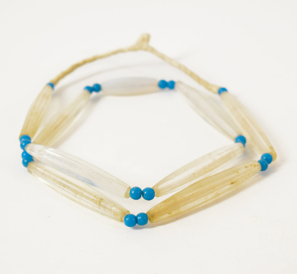 Translucent White Faceted Bohemian Trade Beads 35 Inch