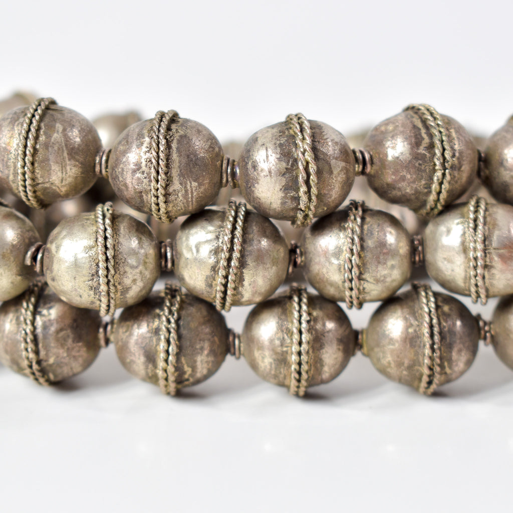 Old Ethiopian Silver Colored Trade Beads 34 Inch