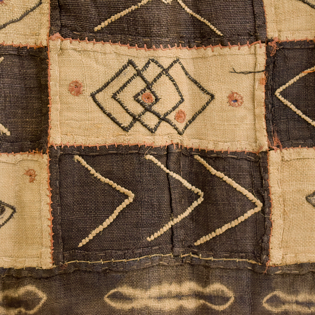 Kuba Handwoven Embroidered Raffia Textile Congo 44 x 14 Inch