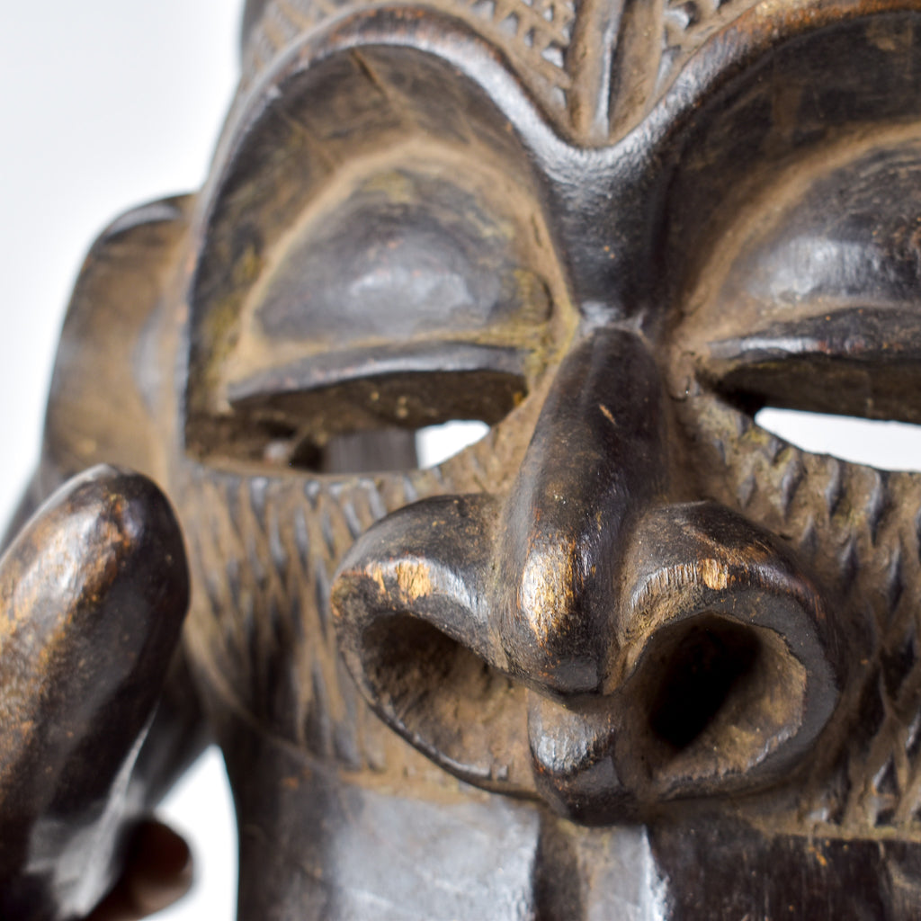 Luba Wood Mask with Horns Congo