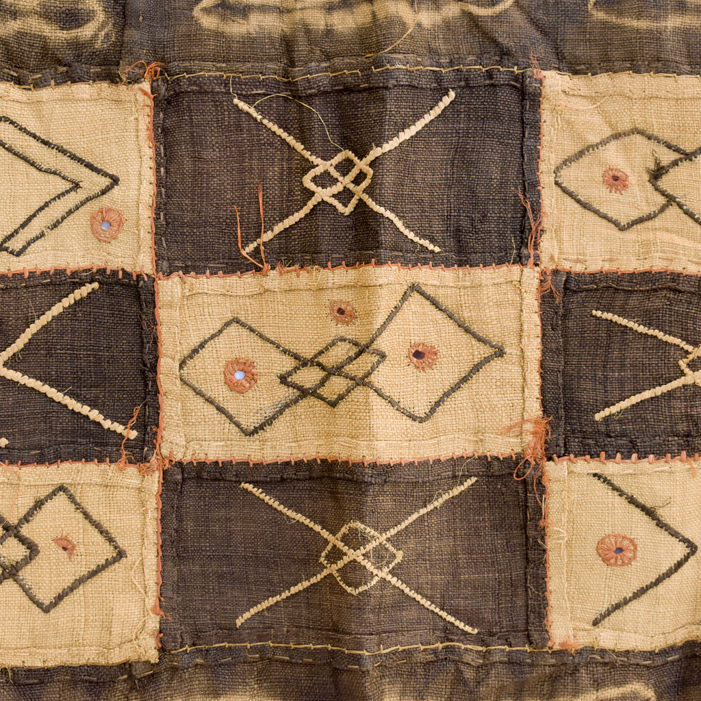 Kuba Handwoven Embroidered Raffia Textile Congo 44 x 14 Inch