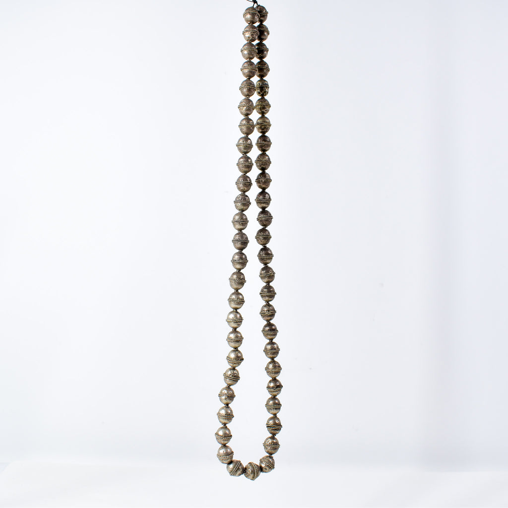Old Ethiopian Silver Colored Trade Beads 34 Inch