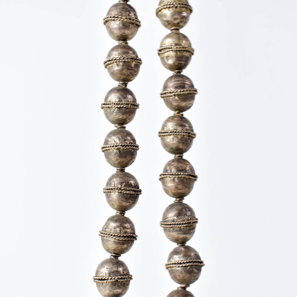 Old Ethiopian Silver Colored Trade Beads 34 Inch