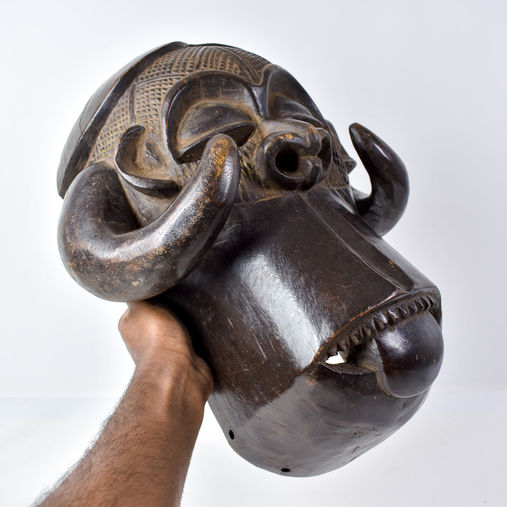 Luba Wood Mask with Horns Congo