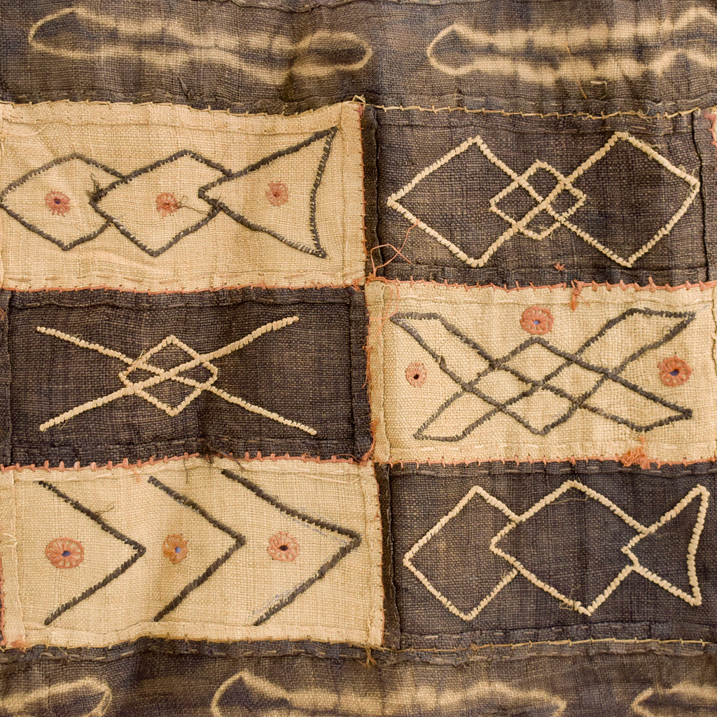 Kuba Handwoven Embroidered Raffia Textile Congo 44 x 14 Inch