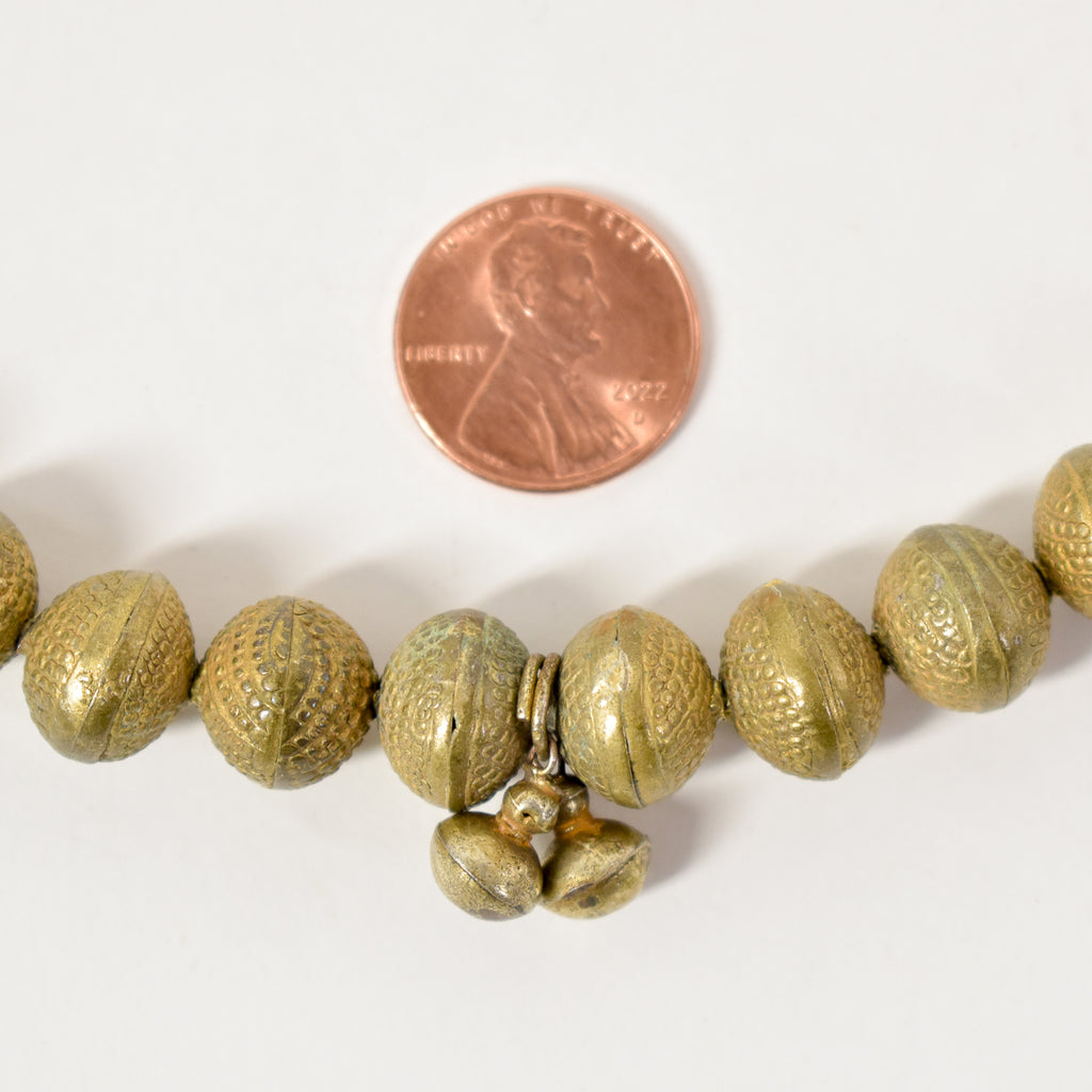 Yoruba Gilded Brass Bicone Raised Dot Beads Nigeria