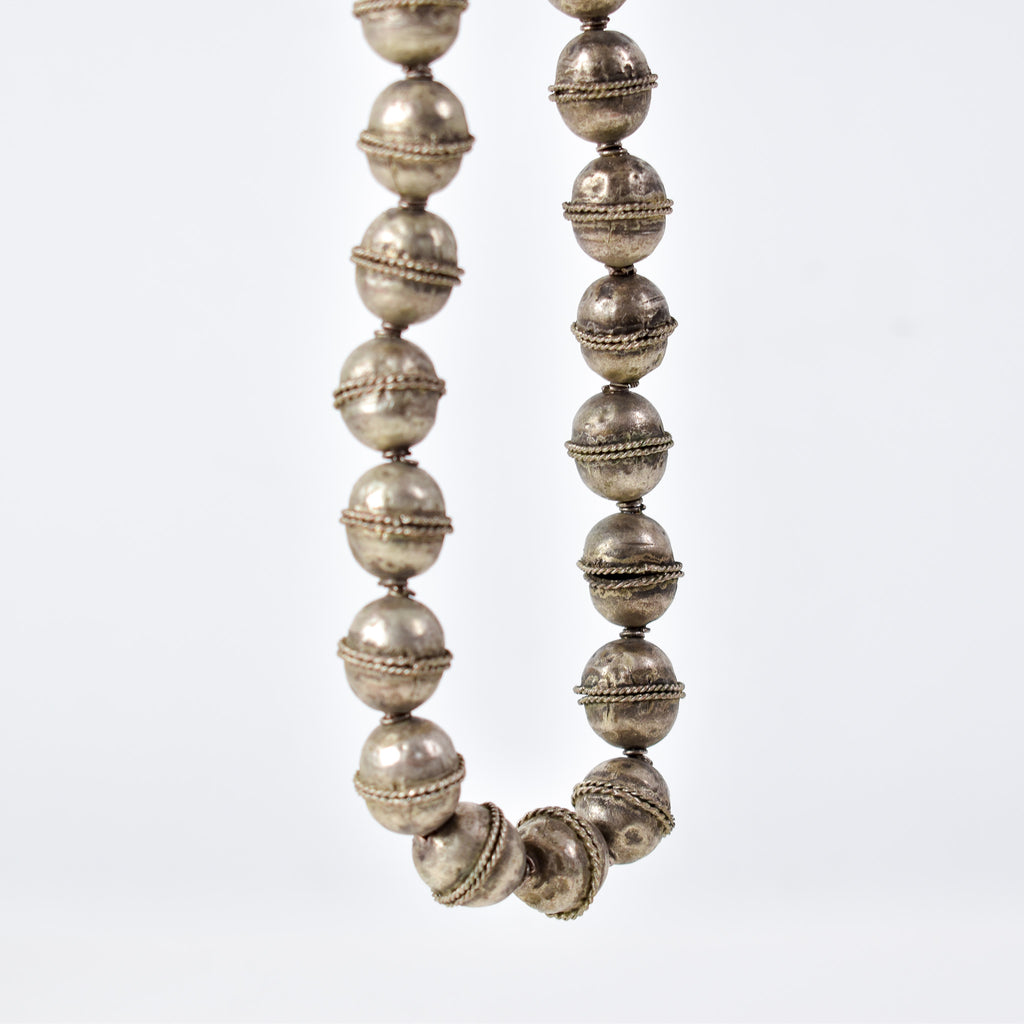 Old Ethiopian Silver Colored Trade Beads 34 Inch