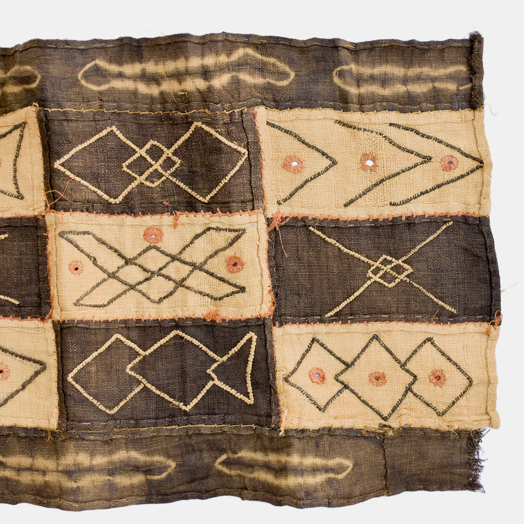 Kuba Handwoven Embroidered Raffia Textile Congo 44 x 14 Inch