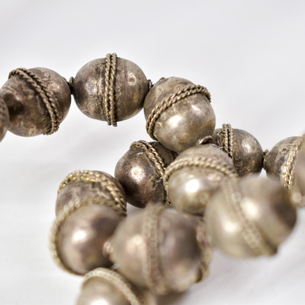 Old Ethiopian Silver Colored Trade Beads 34 Inch