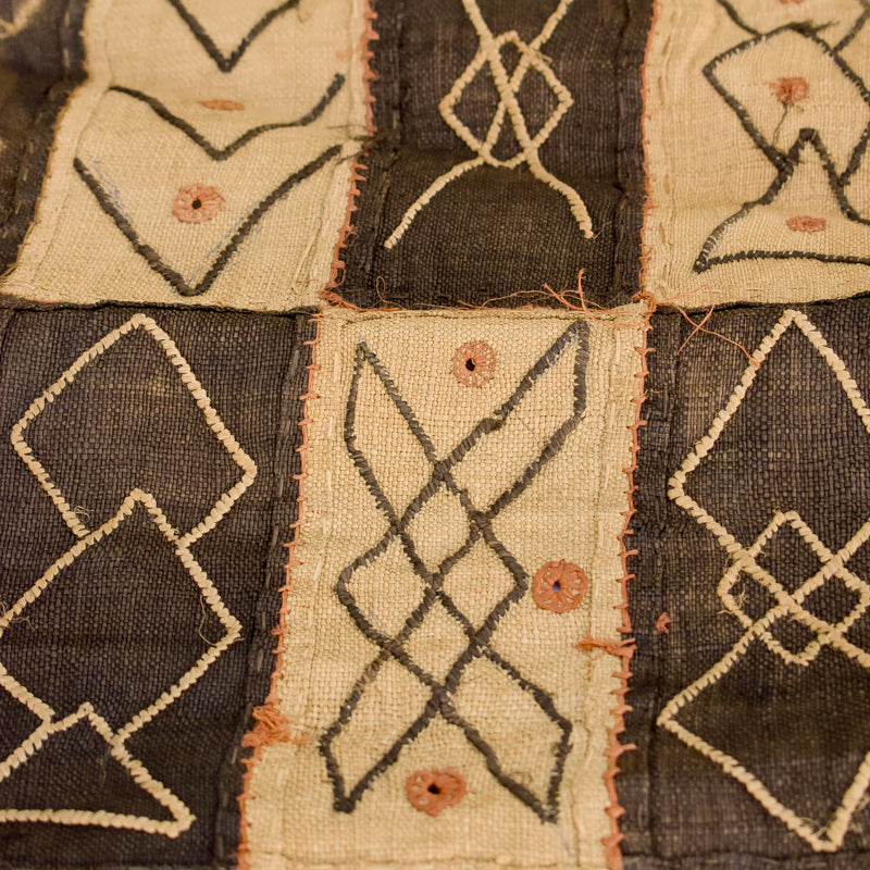 Kuba Handwoven Embroidered Raffia Textile Congo 44 x 14 Inch