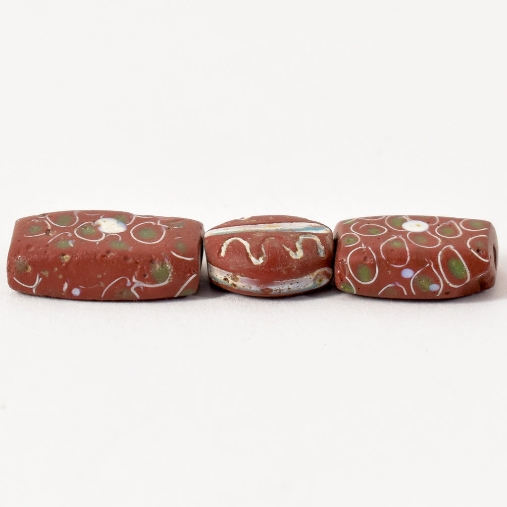 3 Brick Red Tabular Venetian Trade Beads