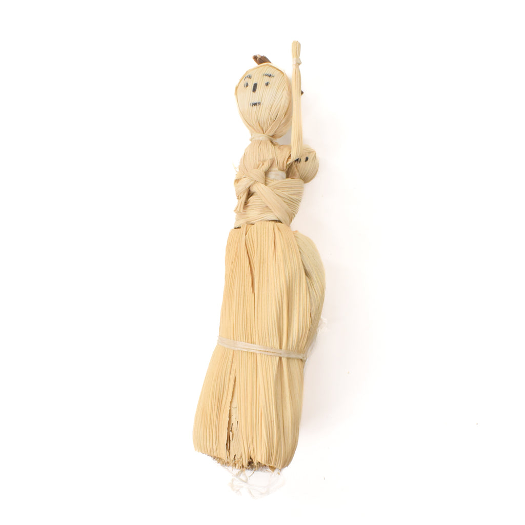 full view of Mother and child made of corn husk.