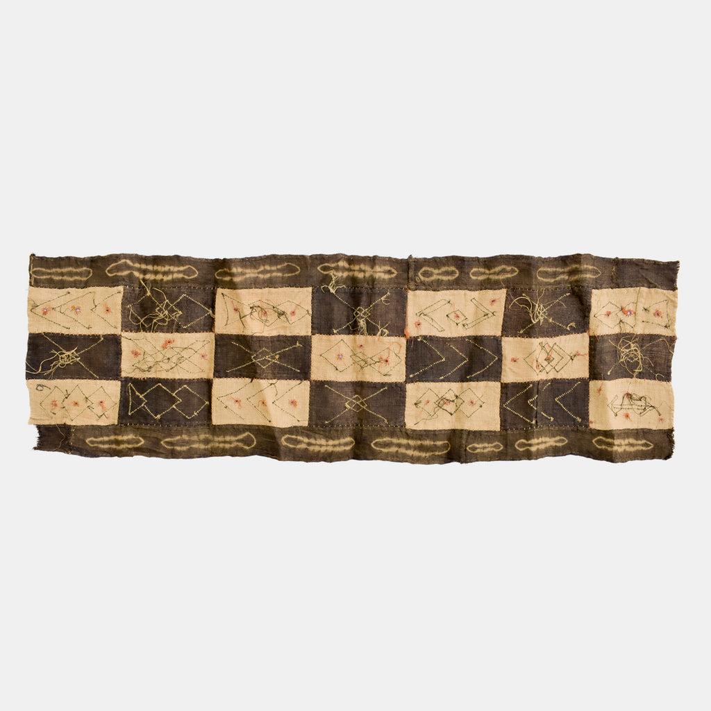 Kuba Handwoven Embroidered Raffia Textile Congo 44 x 14 Inch