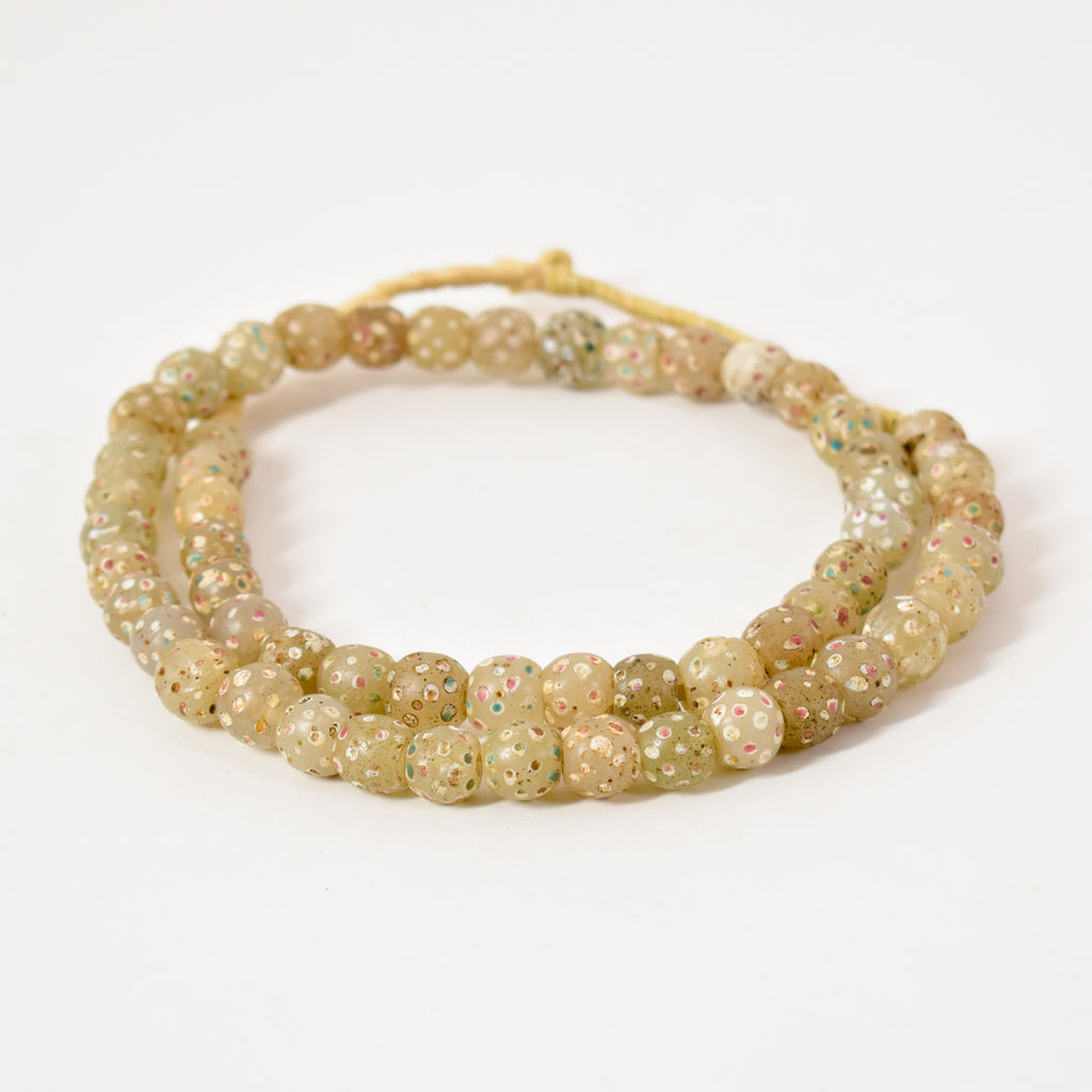 White and Clear Skunk Venetian Trade Beads
