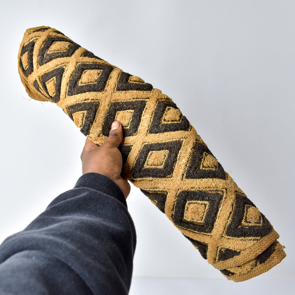 Kuba Raffia Square Textile Congo 22x19 Inch