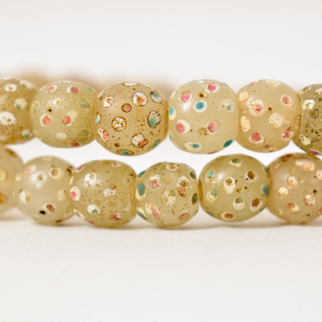 White and Clear Skunk Venetian Trade Beads