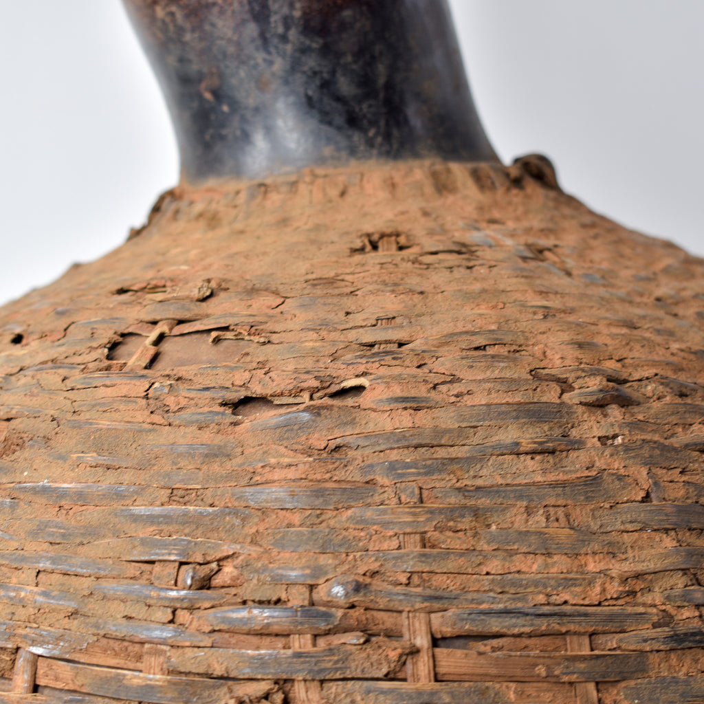 Ethiopian Royal Honey Pot Calabash with Rattan Basketry