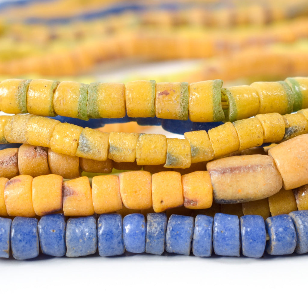 10 Strands Krobo "Recycled" Powder Glass Trade Beads
