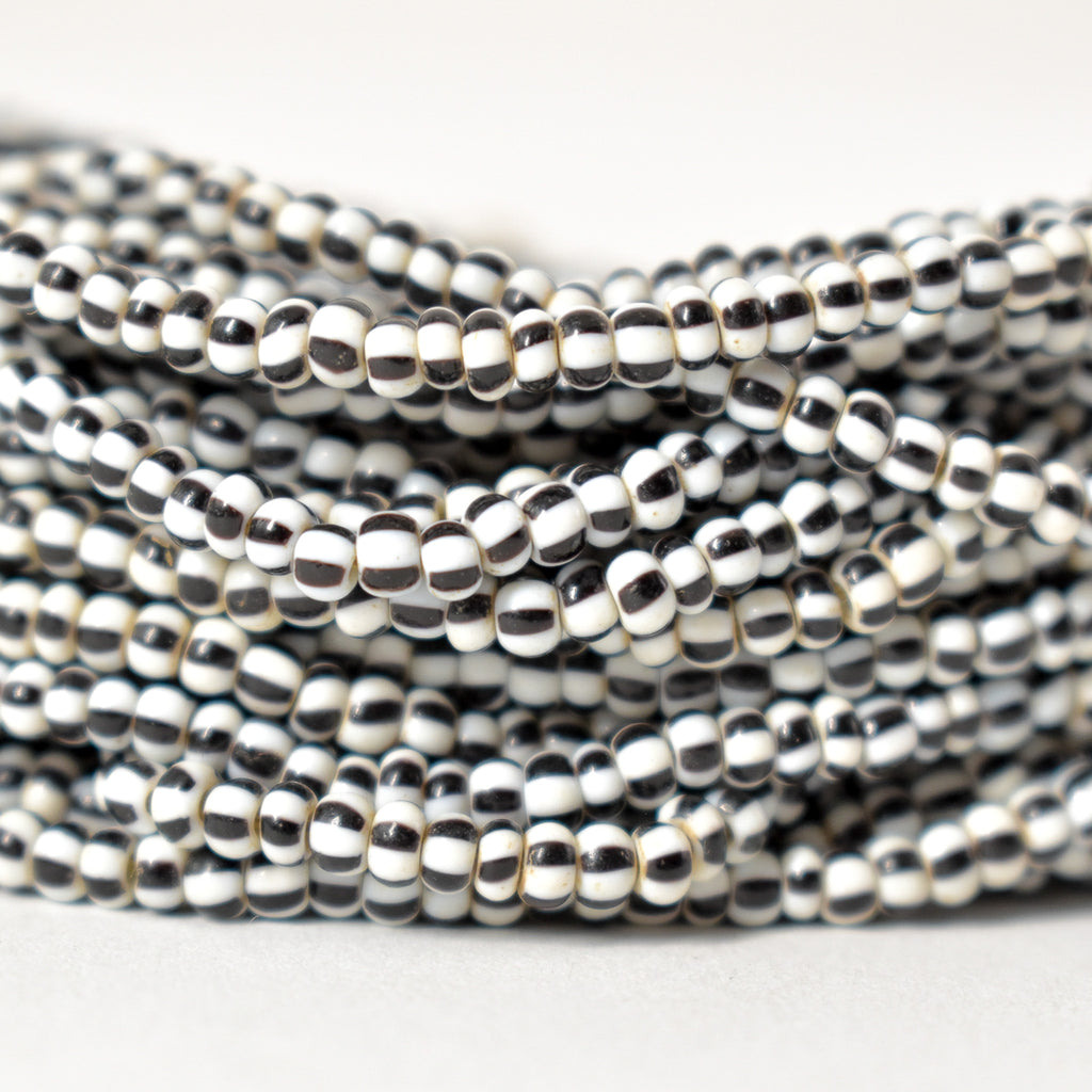 Black and White Baule Tamba Tile Bead Necklace
