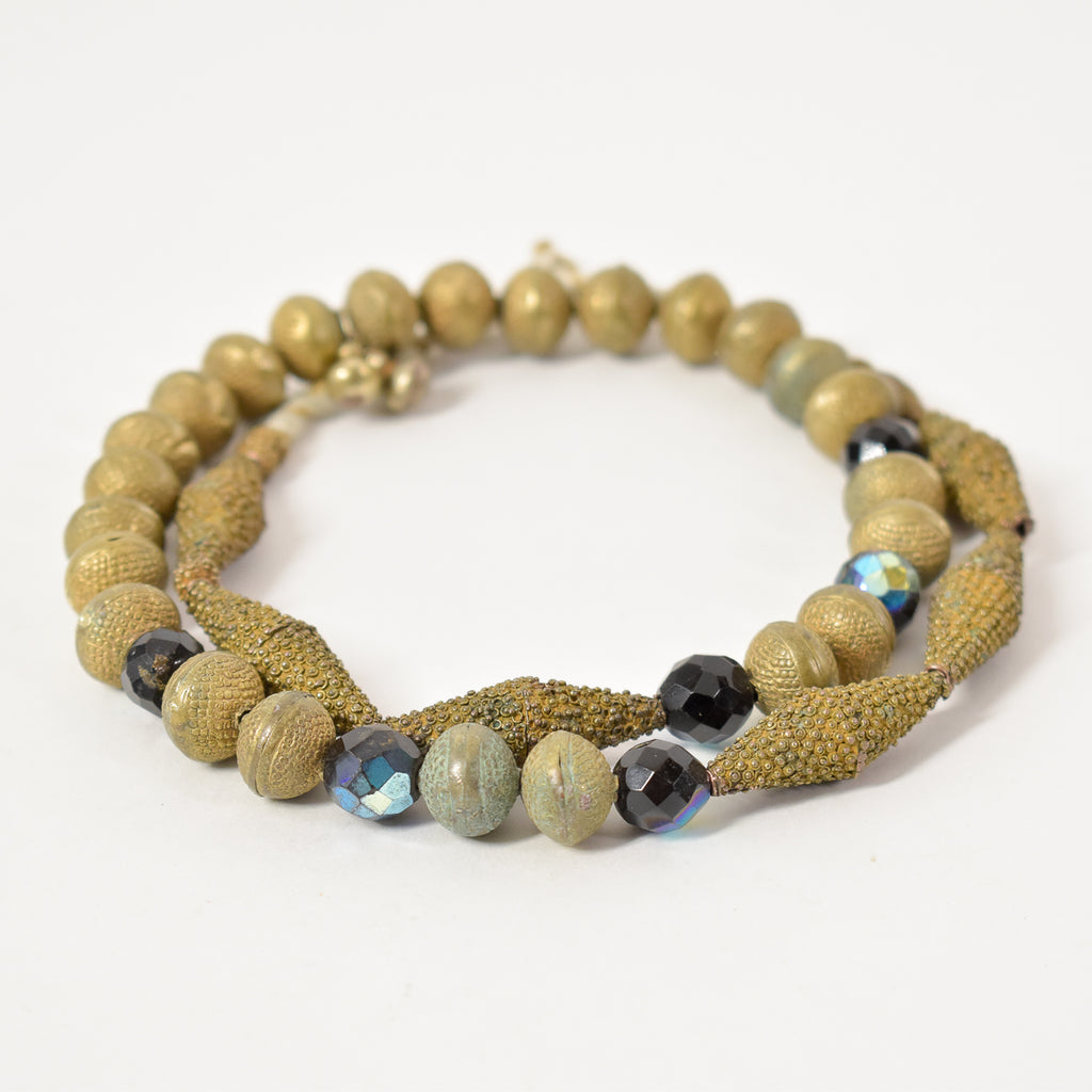 Yoruba Gilded Brass Bicone Raised Dot Beads Nigeria