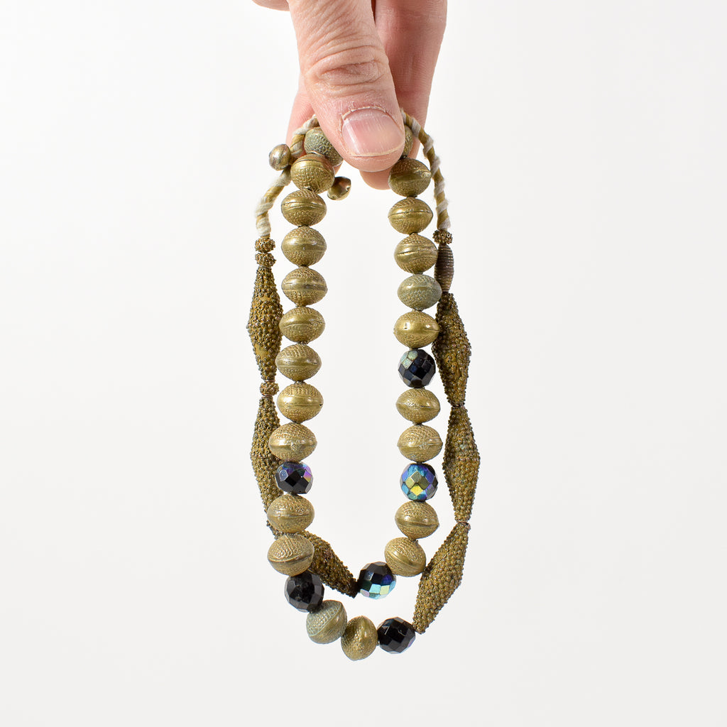 Yoruba Gilded Brass Bicone Raised Dot Beads Nigeria