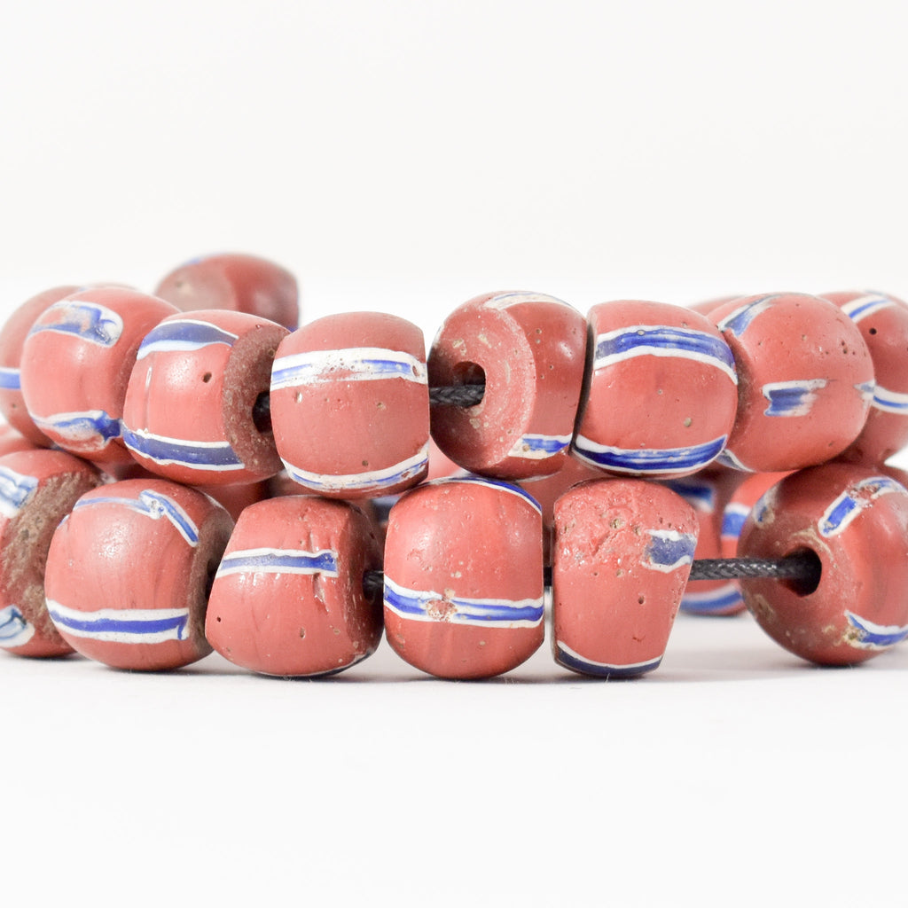 Venetian Striped Brick Red Trade Beads