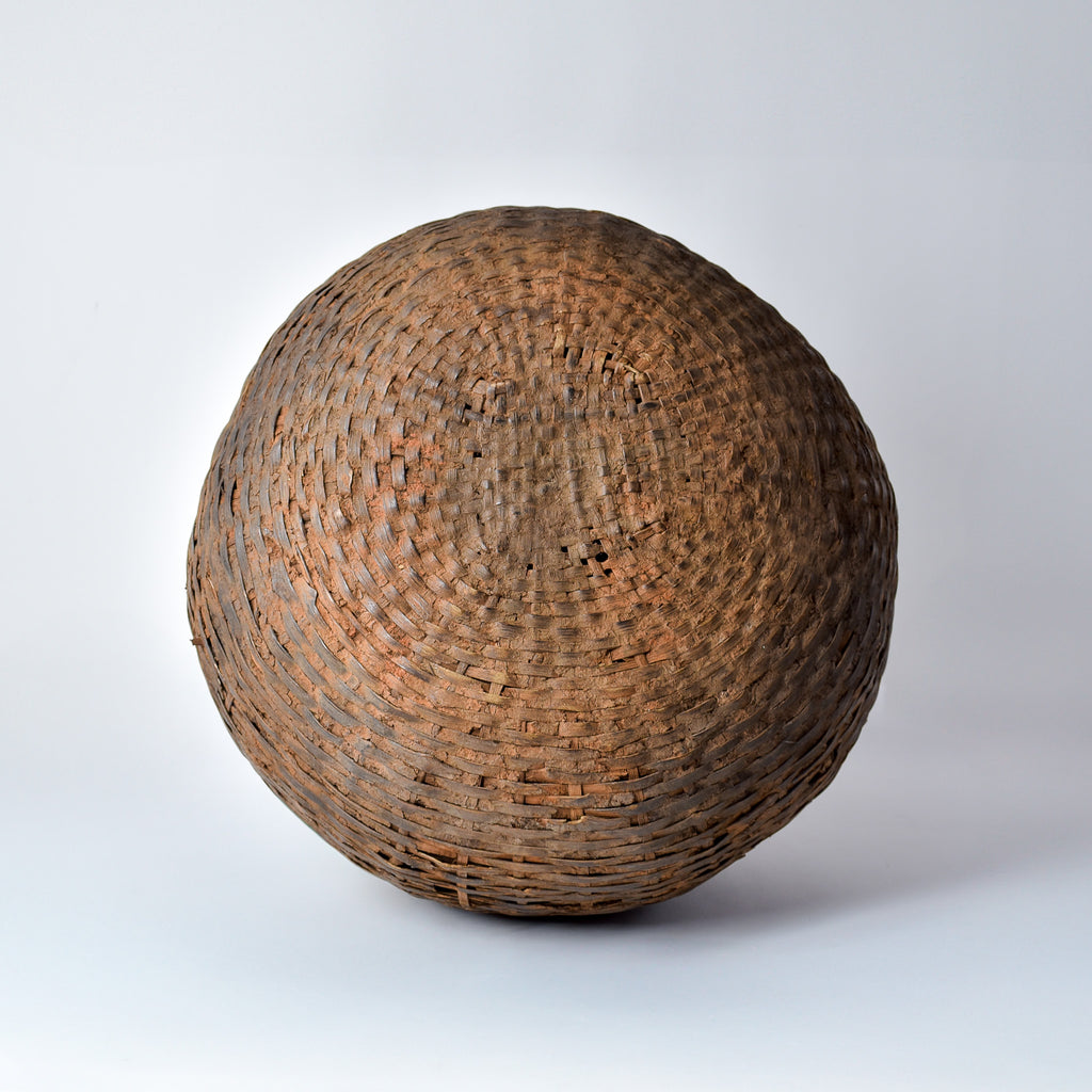 Ethiopian Royal Honey Pot Calabash with Rattan Basketry