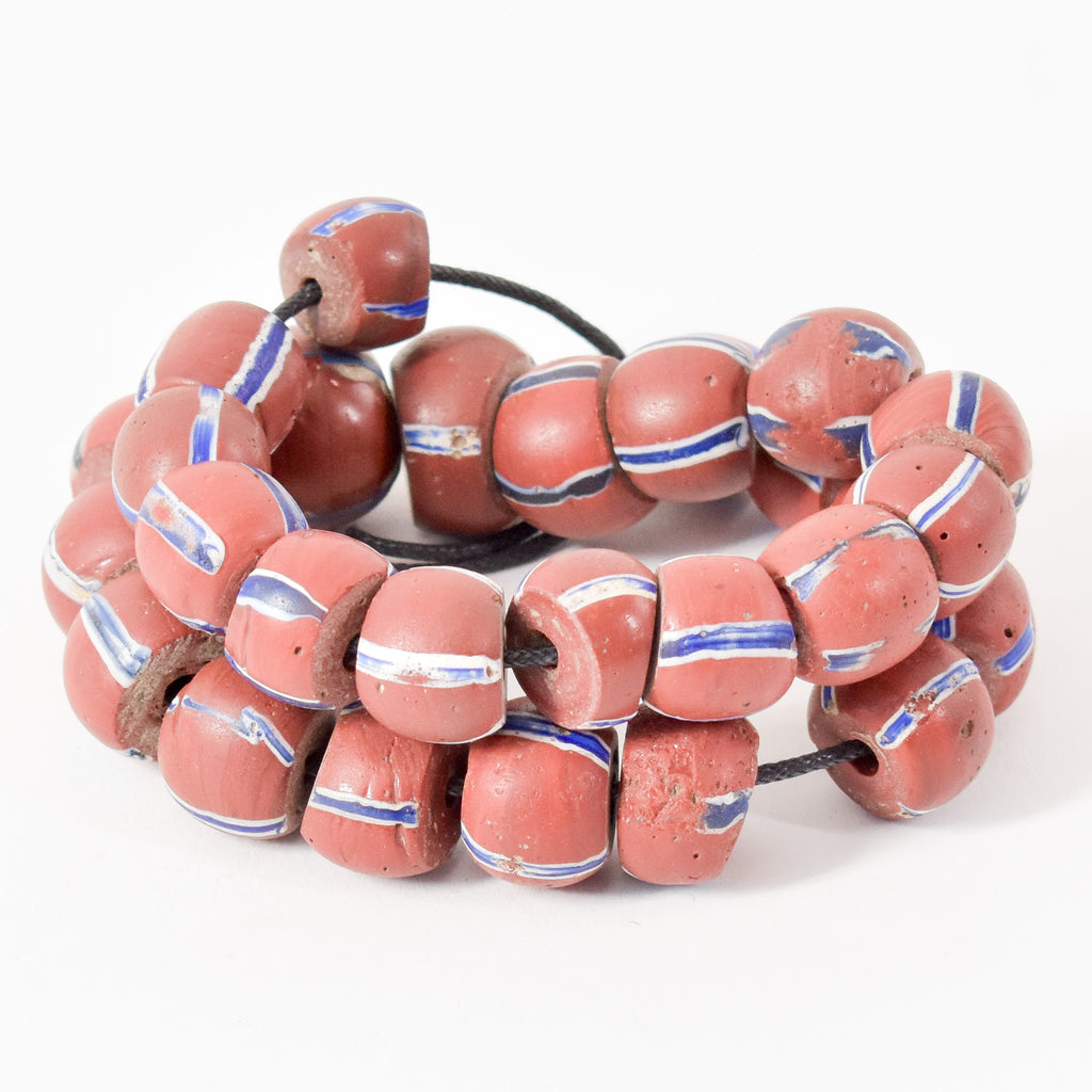 Venetian Striped Brick Red Trade Beads