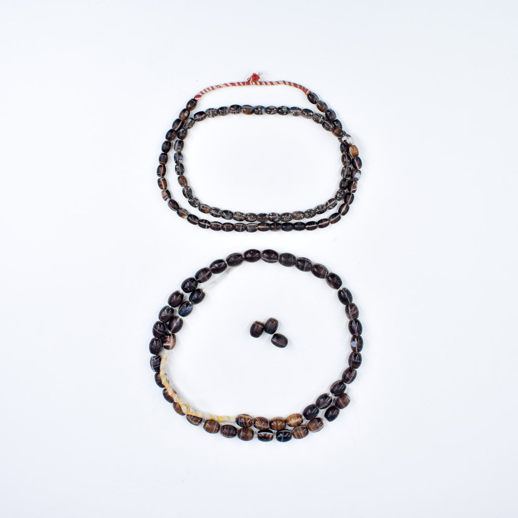 2 Strands Coffee Bean Wedding Trade Beads