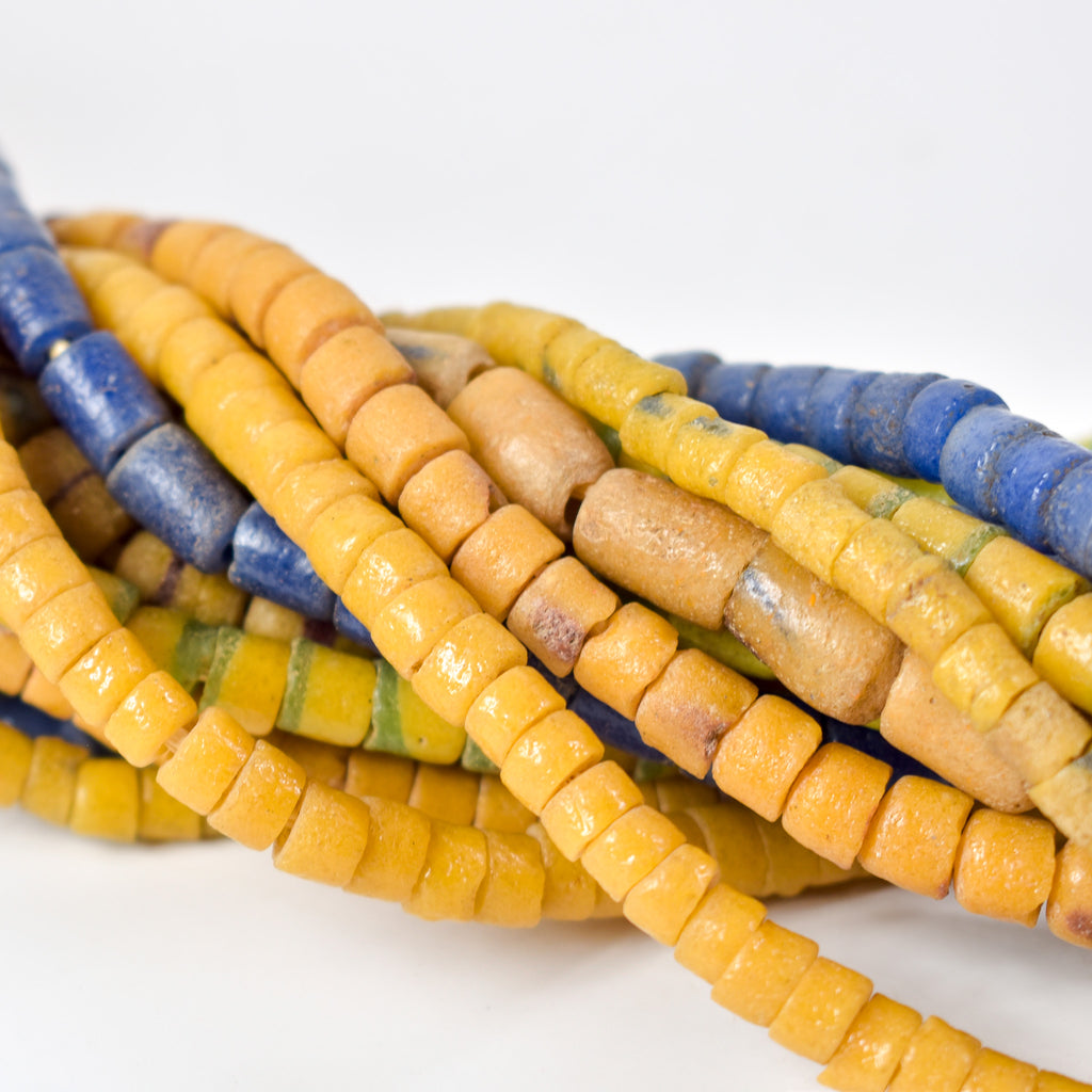 10 Strands Krobo "Recycled" Powder Glass Trade Beads
