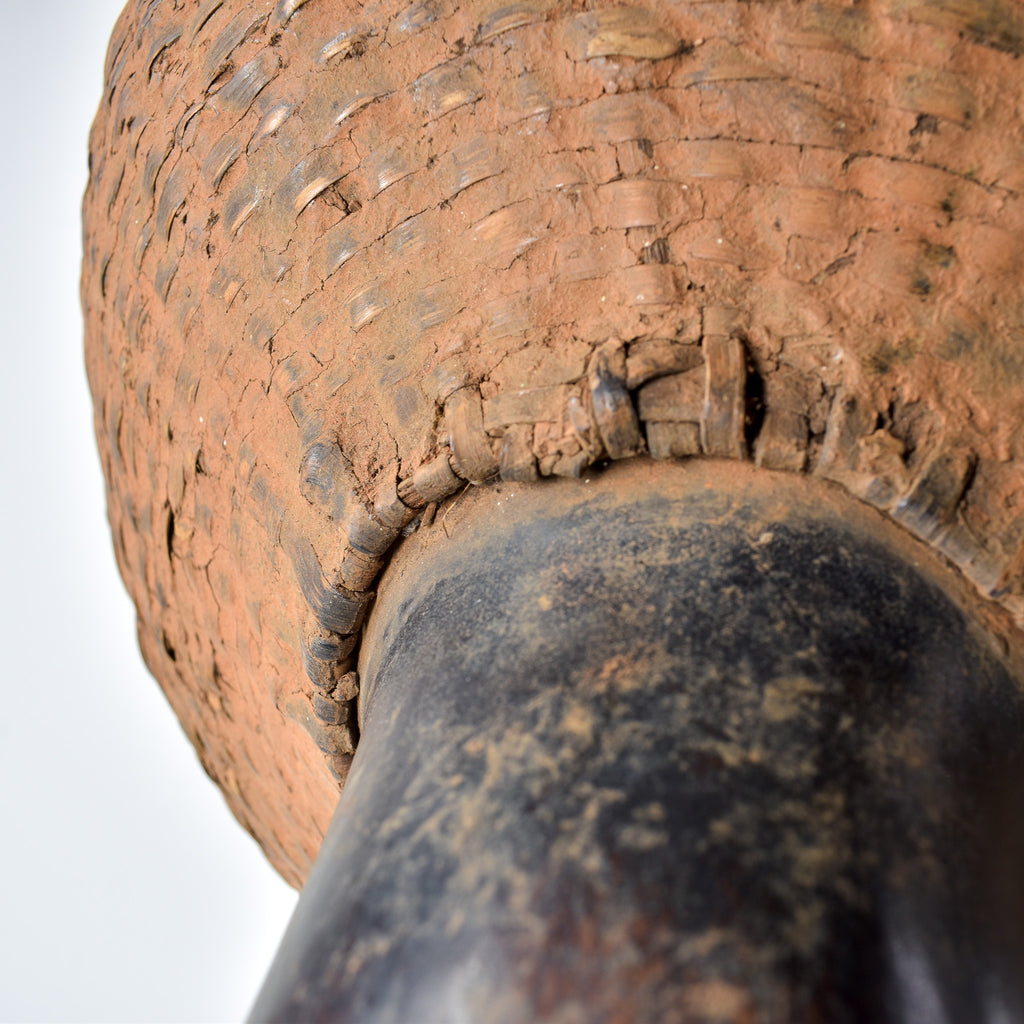 Ethiopian Royal Honey Pot Calabash with Rattan Basketry